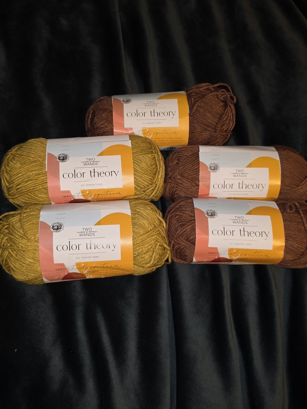 Lion Brand Two of Wands Color Theory Yarn Lot of 5 Raisin Bee Pollen